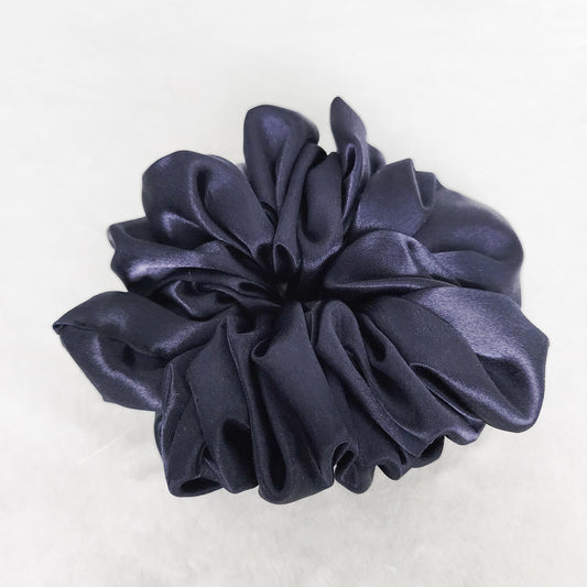 NAVY SATIN SCRUNCHIE